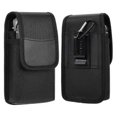 7.5'' Universal Phone Waist Bag Portable Nylon Dual Pocket Wear Belt Waist Packs Protective Case with Buckle
