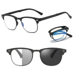 Gafas de sol fotocromáticas plegables Gafas ligeras portátiles para interiores y exteriores de doble uso UV Anti-luz azul