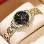 CURREN Luxury Brand Elegant Simple Rhinestone Quartz Watch Waterproof Stainless Steel Strap Gold Wristwatch