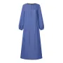 ZANZEA Women Vintage Round Neck Denim Dresses Casual Lantern Sleeve Solid Maxi Dress
