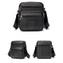 Ekphero Men's Genuine Leather Shoulder Bag Bussiness Casual Messenger Bag Multiple Pocket Capacity Crossbody Bag