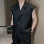 INCERUN Men Waistcoats Solid Color Sleeveless Vest Coat Fashion Design Button Mens Suits Party Casual Male Clothing Top