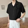 INCERUN Mens Shirt Daily Simple Solid Color Shirts Top Short Sleeve Lapel Button Men Tops Summer Casual Shirts