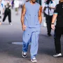 INCERUN Men's Clothing 2 Piece Set Knit Ribbed Round Neck Vest & Trousers Casual Solid Color Set for Daily Wear