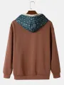 ChArmkpR Mens Ethnic Pattern Patchwork Kangaroo Pocket Drawstring Hoodies
