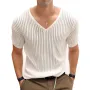 INCERUN Men T Shirts Fashion Slightly Transparent V Neck T-shirts Summer Daily Short Sleeve Top Tee Male Clothing