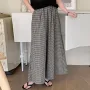 ZANZEA Womens Geometric Printed Wide Leg Pants Vintage Elastic Waist Straight Pleated Trouser Loose Fit