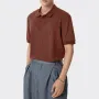 INCERUN Mens Solid Rib-Knit Short Sleeve Golf Shirt Comfy Fabric Lapel Top for Men