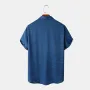 ChArmkpR Mens Shirt Vintage Geometric Print Patchwork Lapel Short Sleeve Shirts Summer Holiday Beach Shirt