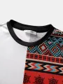 ChArmkpR Mens T-shirts Smile Geometric Ethnic Pattern Curved Hem Short Sleeve Tshirts