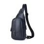 BULLCAPTAIN Men Genuine Leather Chest Bag Multi-pockets Compartment Fashion Casual Shoulder Backpack for Travel
