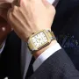 CURREN Fashion Rectangular Business Watches for Men Waterproof Luminous Hands Stainless Steel Simple Vintage Quartz Wristwatch