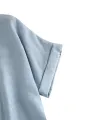 ZANZEA Women Cotton Linen Blouses Solid Button Lapel Roll Sleeve Short Sleeve Casual Shirt Plus Size
