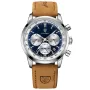 POEDAGAR Men's Luminous Waterproof Quartz Watch Fashion Comfortable Leather Multi-function Business Casual Wristwatch