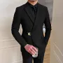 INCERUN Mens Metal Button Detail Solid Color Long-Sleeve Blazer Business Casual Suit for Male