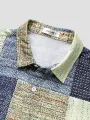 ChArmkpR Mens Shirt Color Block Print Button Up Short Sleeve Shirts Summer Holiday Beach Shirt