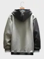 Mens Cartoon Cat Print Patchwork Loose Drawstring Hoodies