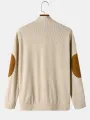 ChArmkpR Mens Pullover Hoodies Two Tone Patchwork Stand Collar Corduroy Pullover Sweatshirts