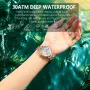 POEDAGAR Women Luxury Rhinestone Quartz Watch Waterproof Luminous Wristwatch Calendar Analog Stainless Steel Wrist Watch Elegant Ladies Watches