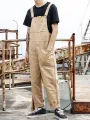 INCERUN Men Bib Pants Solid Color Jumpsuits Multi Pockets Casual Suspenders Cargo Overalls Fashion Men Jumpsuit S-5XL