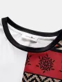 ChArmkpR Mens Tank Top Patchwork Ethnic Geometric Pattern Curved Hem Tanks
