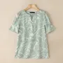 ZANZEA Women's Summer Elegant Print Blouse Casual Flare Sleeve O-Neck Cutouts Tops