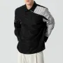 INCERUN Mens Shirts Striped Splicing Long Sleeve Shirt Casual Daily Top Shirt Fashion Side Button Design Male Clothing