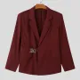 INCERUN Mens Metal Button Detail Solid Color Long-Sleeve Blazer Business Casual Suit for Male