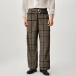 INCERUN Mens Twist Design Casual Long Pant Fashion Retro Striped Loose Fit Straight Trousers for Men