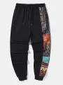 ChArmkpR Mens Pants Ethnic Pattern Patchwork Drawstring Waist Loose Sweatpants Casual Trousers