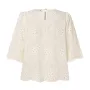 ZANZEA Elegant Style Womens Vintage Casual Cotton Crop Shirts Top Vacation Crew Neck Hollow Embroidery Blouses