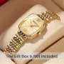 CURREN Fashion Rhinestone Deco Stainless Steel Strap Square Quartz Watch Waterproof Casual Business Women's Wristwatch