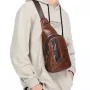 BULLCAPTAIN Men Genuine Leather Chest Bag Multi-pockets Compartment Fashion Casual Shoulder Backpack for Travel