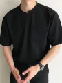 INCERUN Men Solid Color Short Sleeve T-Shirt Round Neck Loose Fit Men's Tee Summer Casual Daily Mens Top