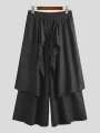 INCERUN Men Pant Elastic Black Irregular Design Skirt Pant Loose Fit Fashion Mens Streetwear Pants S-5XL