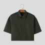 INCERUN Men Two Pieces Set Fashion Solid Color Short Shirt + Pants Summer Casual Daily Mens Clothing Set