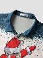 ChArmkpR Mens Christmas Santa Claus Elk Print Lapel Short Sleeve Shirts