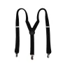 Mens Classic Black Suspenders Elastic Y-Back Adjustable Braces with 3 Metal Clips
