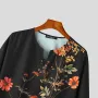 INCERUN Men Flowers Print V-neck Long Sleeve Shirt Comfy Loose Fit Top Shirt for Men Plus Size, Spring Fall