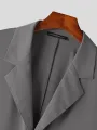 Mens Solid Lapel Button Front Belted Blazer Jumpsuit