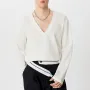 INCERUN Men Fashion V-neck Long Sleeve T-shirt Comfy Loose Fit Solid Color Tshirt Top for Men Plus Size, Spring Fall