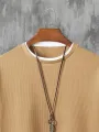 Mens Solid Patchwork Crew Neck Casual Short Sleeve T-Shirts
