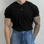 INCERUN Mens Solid Waffle Knit Casual Henley Shirt Comfortable Casual Crew Neck Button Up Top for Male Plus Size S-5XL