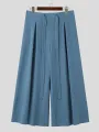 INCERUN Men Loose Pant Plus Size Wide Leg Casual Long Mens Pants Fashion Solid Color Daily Trousers Men's Bottoms