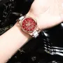 POEDAGAR Women's Luxury Rhinestones Swan Quartz Watch Waterproof Luminous Fashion Date Dial Analog Ceramic Band Wrist Watch