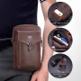 BULLCAPTAIN Genuine Leather Men's Waist Bags Crossbody Bages Multifunctional 7-inch Mobile Phone Practical Bag for Male Casual Shoulder Messenger Bages