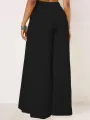 ZANZEA Women Solid Color Bowknot Pleated Loose Casual Wide Leg Pants