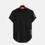 ChArmkpR Mens Letter Japanese Print High Low Curved Hem Short Sleeve T-Shirts