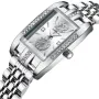 CRRJU Women's Quartz Watch Elegant Rhinestone Rectangular Dial Waterproof Stainless Steel Strap Luminous Design Perfect for Business and Fashion Use Stylish Women Watch Ideal for Everyday Wear