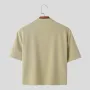 INCERUN Mens Coats Fashion-forward Male Zip-Up Jacket - Japanese and Korean Style Solid Color Short Sleeve Male Clothing